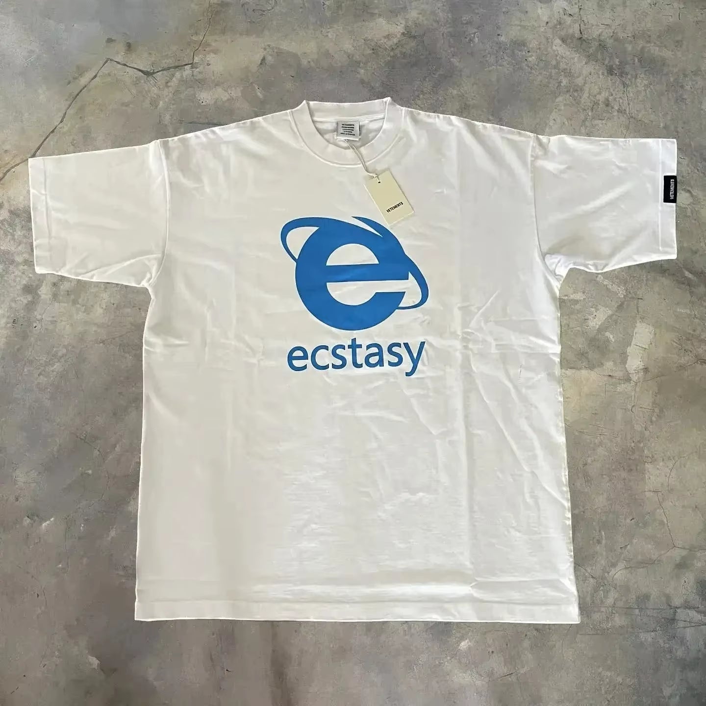Streetwear Ecstasy New T Shirt Y2K Men'S Harajuku White T-Shirt Letter Pattern Printing Oversize Loose Short-Sleeved Gothic Top
