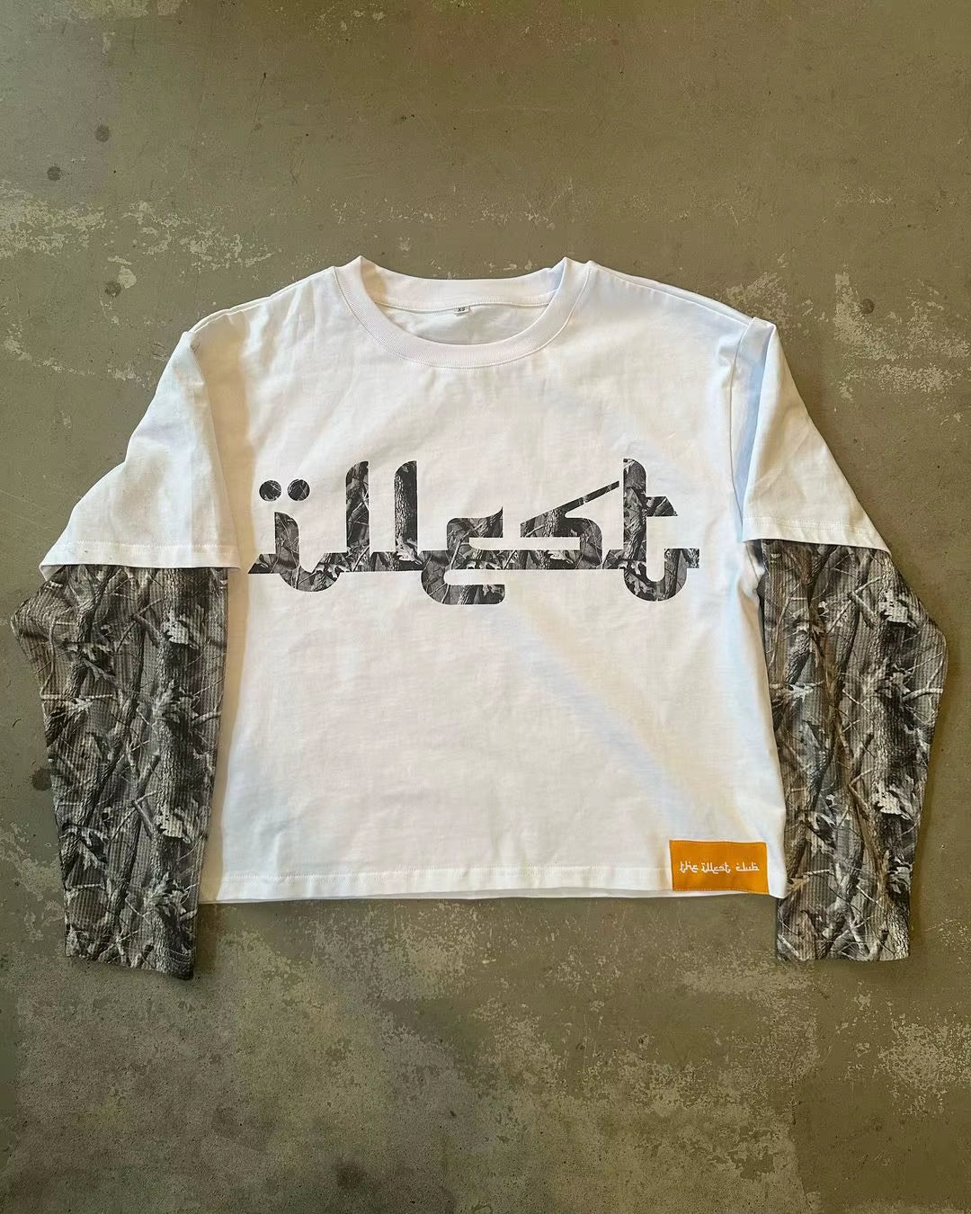 Y2K Street Fashion Camouflage Splicing Shirt Women'S T-Shirt Men'S American Casual Printed Long-Sleeved Retro Harajuku Loose Top
