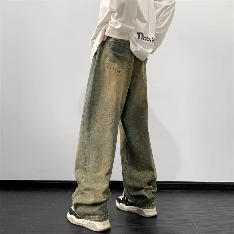 Jeans Men Wide Leg Jeans Male Loose Straight Denim Pants 2025 Autumn Harajuku Vintage Blue Jean Trouser Streetwear Clothes