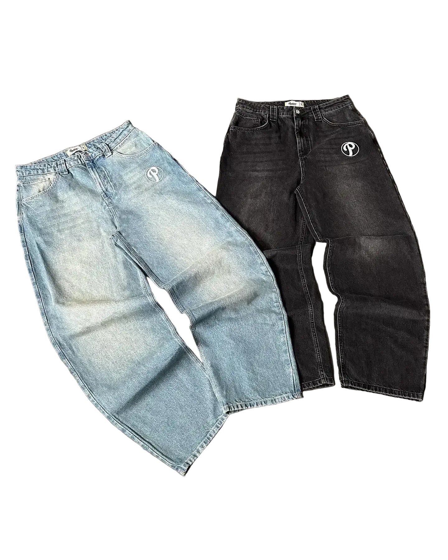 Streetwear PROTECT Jeans Y2K Mens Pants Harajuku Hip Hop Letter Embroidery Vintage Blue Baggy Jeans High Waist Wide Leg Trouser