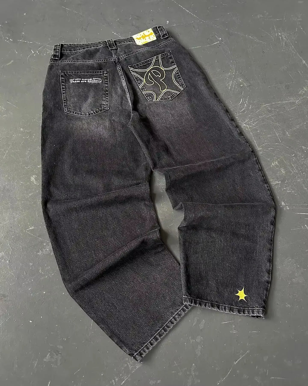Y2K Jeans New Harajuku Hip Hop Retro Skull Graphic Embroidered Baggy Jeans Denim Pants Men Women Goth High Waist Wide Trousers