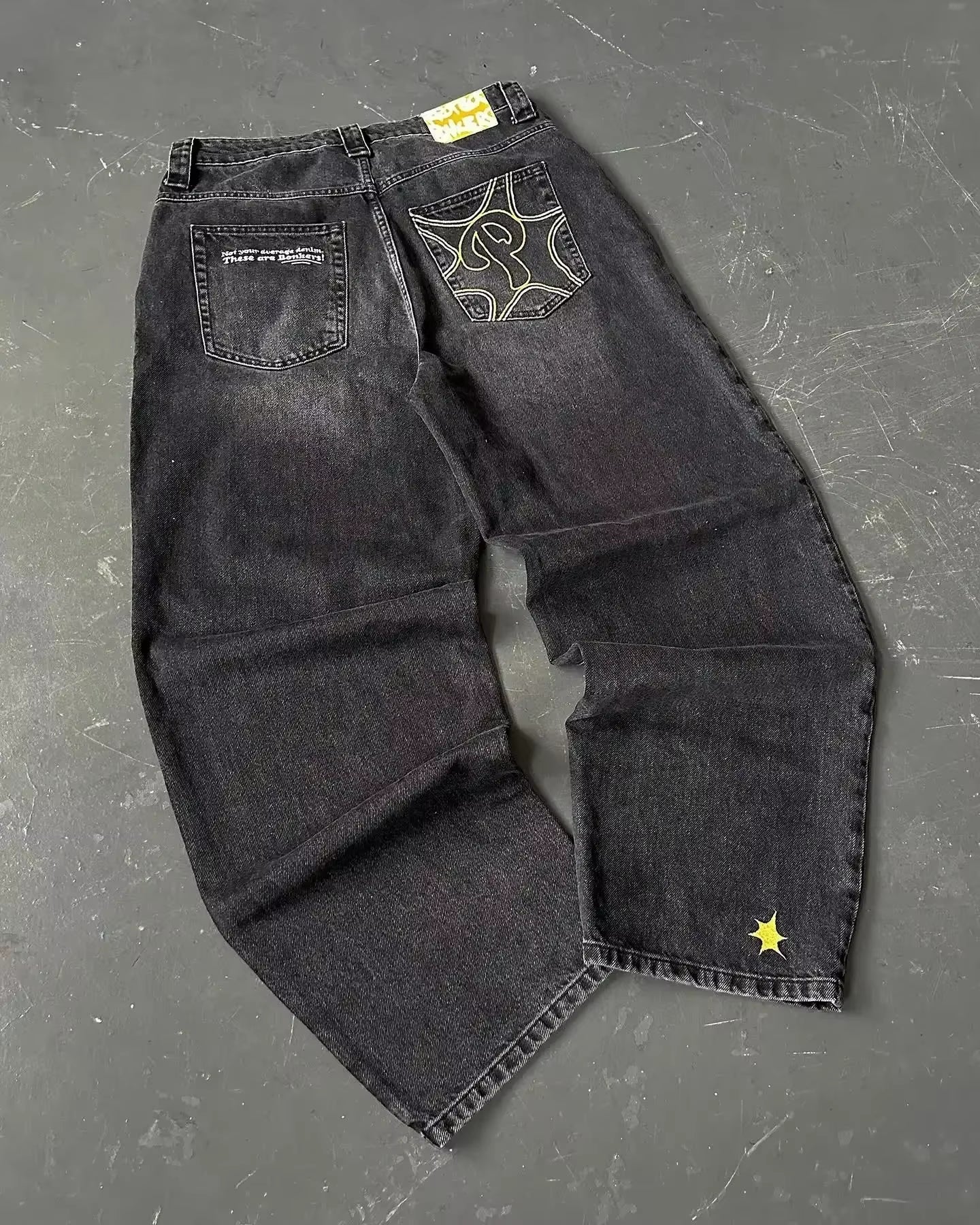 Y2K Jeans New Harajuku Hip Hop Retro Skull Graphic Embroidered Baggy Jeans Denim Pants Men Women Goth High Waist Wide Trousers