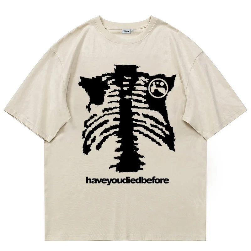 Men Tshirt Oversized Cotton Skulls Gothic Black Graphic Harajuku Hip Hop Streetwear Y2K Tops Short Sleeve Tee Aesthetic Clothing