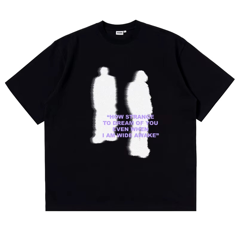 Men T-Shirt Shadow Graphic Cotton Oversized Tops Harajuku Summer Streetwear Korean Fashion Vintage Short Sleeve Tee Y2K Clothing