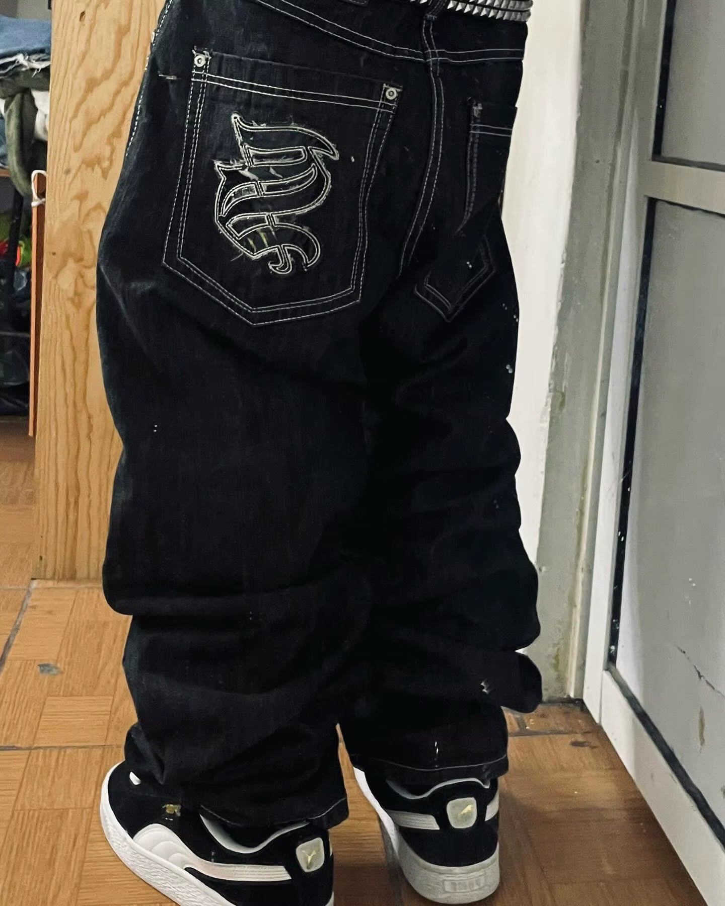 Y2K Jeans New Harajuku Hip Hop Retro Skull Graphic Embroidered Baggy Jeans Denim Pants Men Women Goth High Waist Wide Trousers