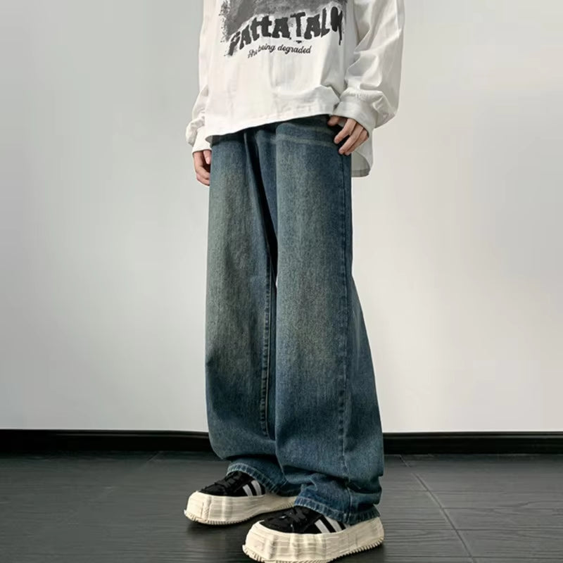 Jeans Men Wide Leg Jeans Male Loose Straight Denim Pants 2025 Autumn Harajuku Vintage Blue Jean Trouser Streetwear Clothes