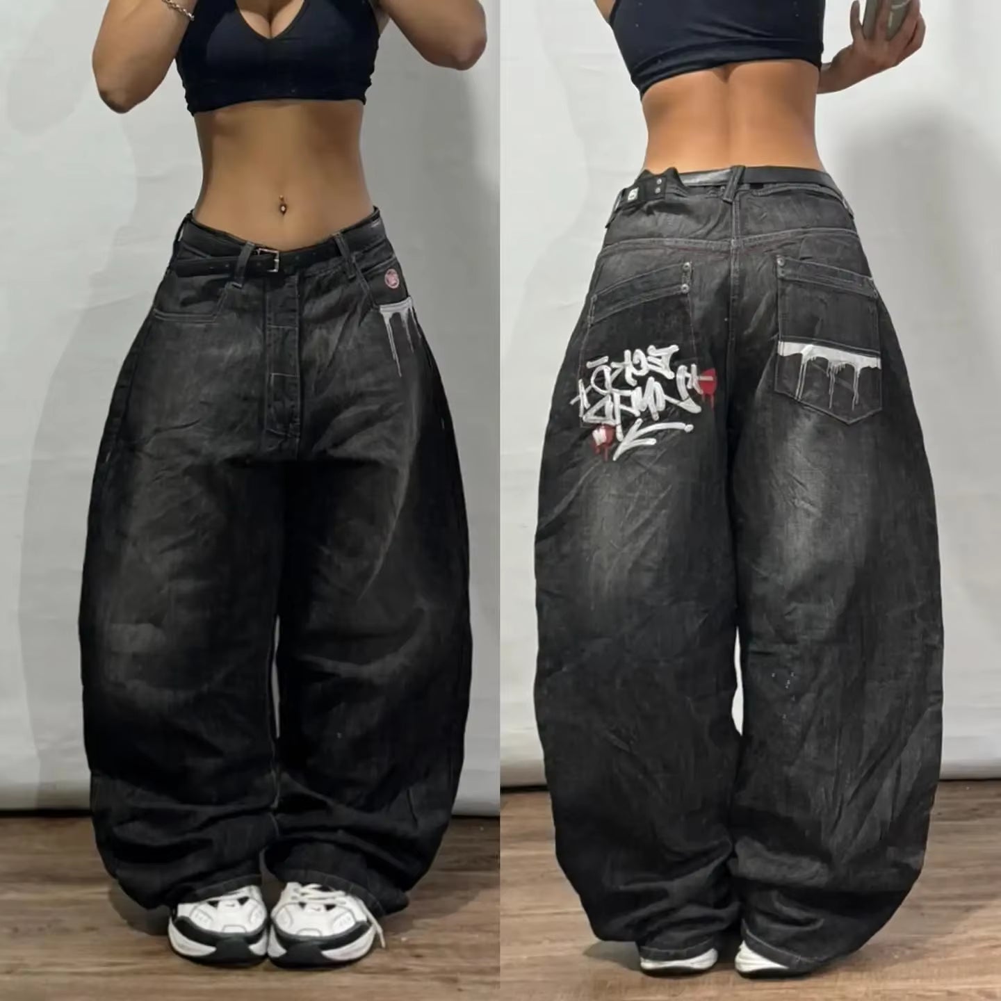 Y2K Jeans New Harajuku Hip Hop Retro Skull Graphic Embroidered Baggy Jeans Denim Pants Men Women Goth High Waist Wide Trousers