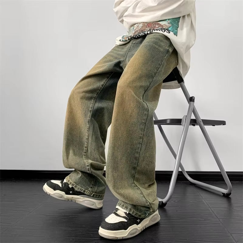 Jeans Men Wide Leg Jeans Male Loose Straight Denim Pants 2025 Autumn Harajuku Vintage Blue Jean Trouser Streetwear Clothes