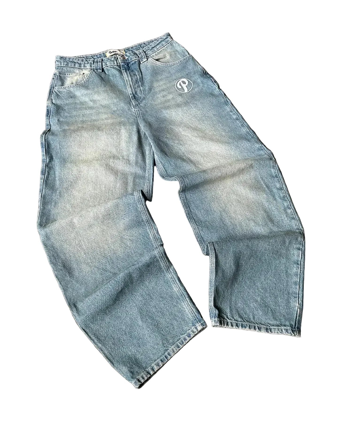 Streetwear PROTECT Jeans Y2K Mens Pants Harajuku Hip Hop Letter Embroidery Vintage Blue Baggy Jeans High Waist Wide Leg Trouser